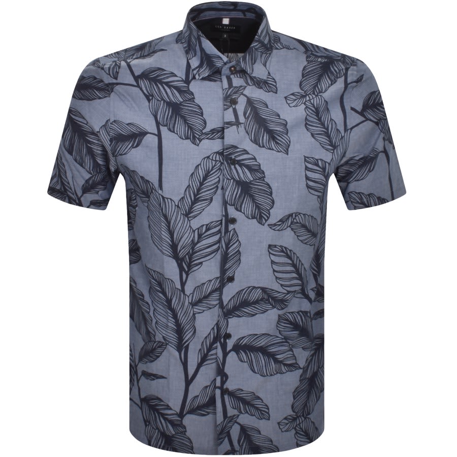 Ted Baker Howth Linen Leaf Shirt Blue | Mainline Menswear