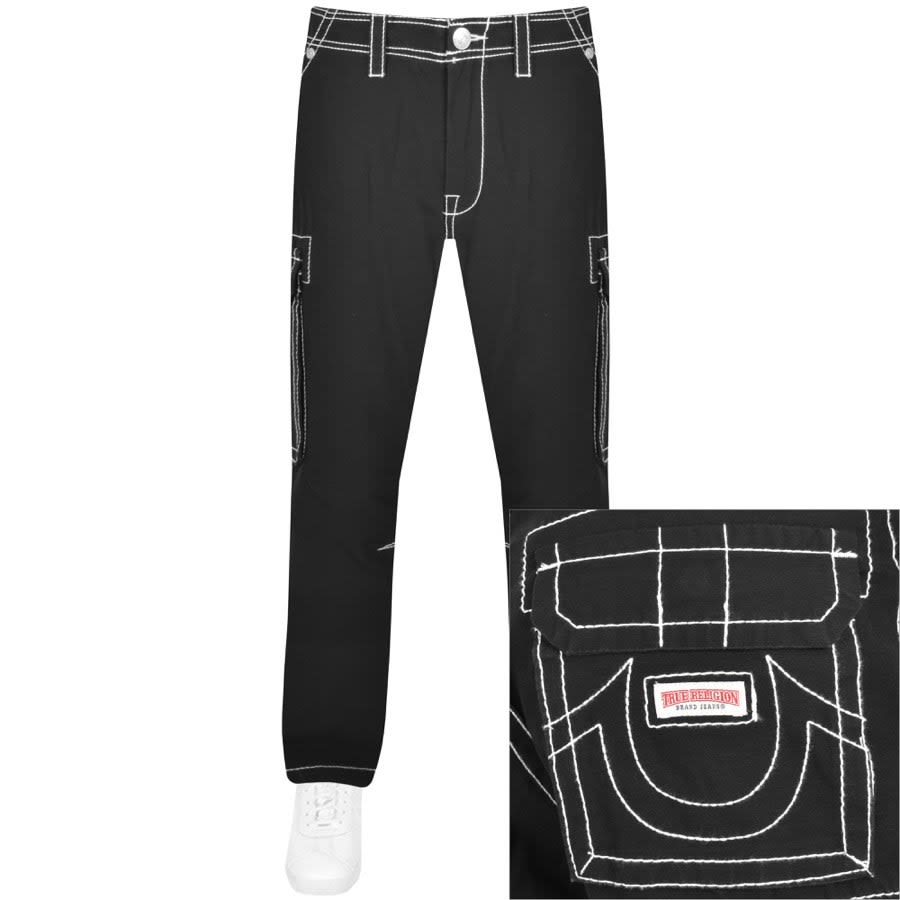 True Religion Big T Cargo Trousers Black | Mainline Menswear