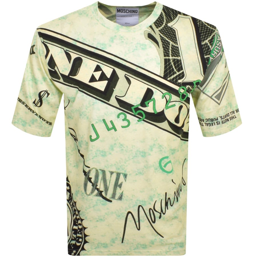 Moschino Dollar Print T Shirt Green | Mainline Menswear