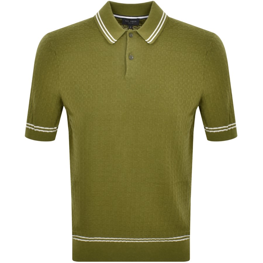Ted Baker Maytain Knit Polo T Shirt Green | Mainline Menswear