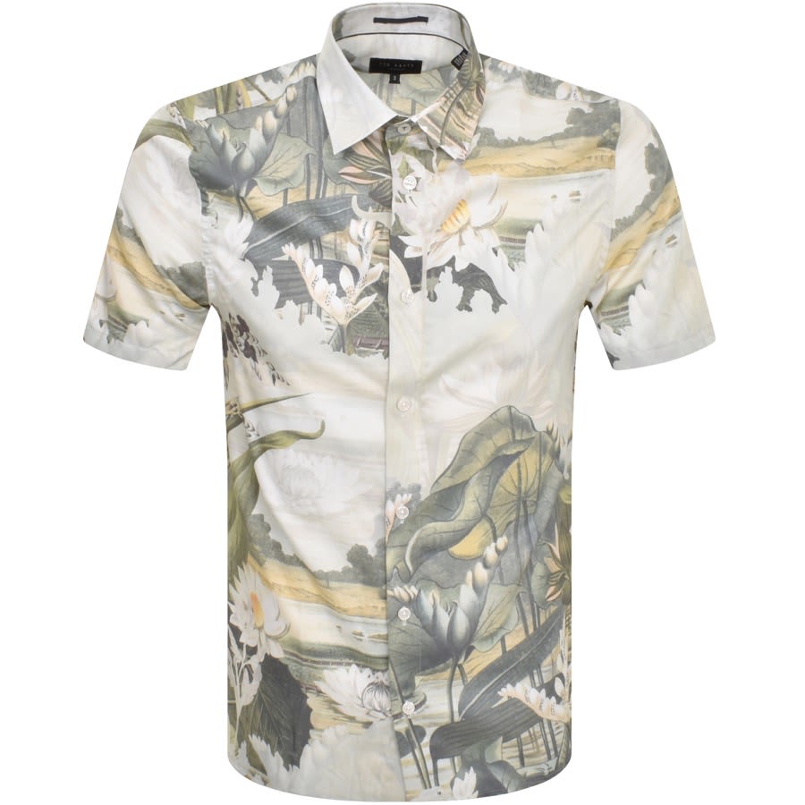 Ted Baker Oulart Botanical Print Shirt White | Mainline Menswear