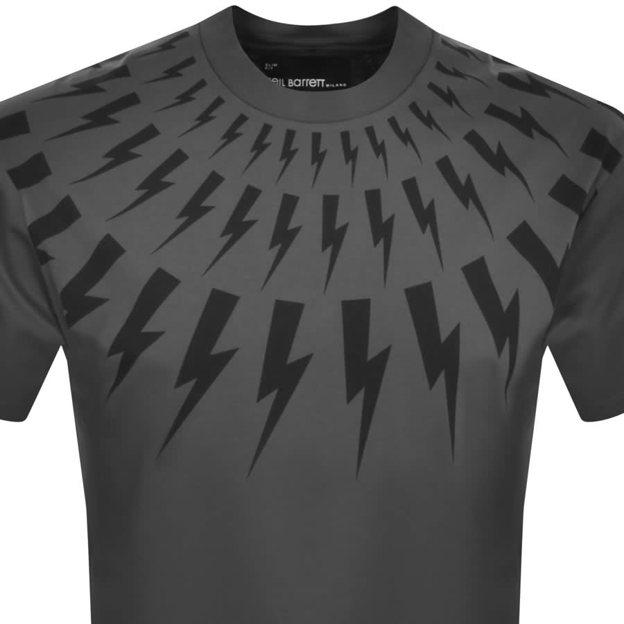 Neil Barrett Fairisle Thunderbolt T Shirt Grey | Mainline Menswear ...