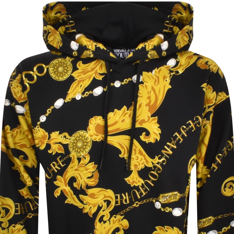 Versace Jeans Couture Chain Print Hoodie Black Mainline Menswear