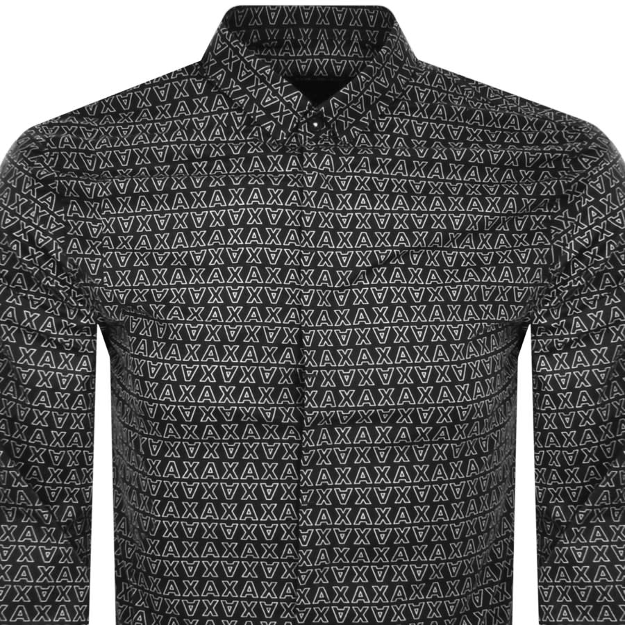 Armani Exchange Long Sleeved Regular Shirt Black Mainline Menswear