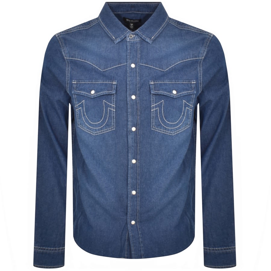 True Religion Horseshoe Chambray Shirt Blue | Mainline Menswear