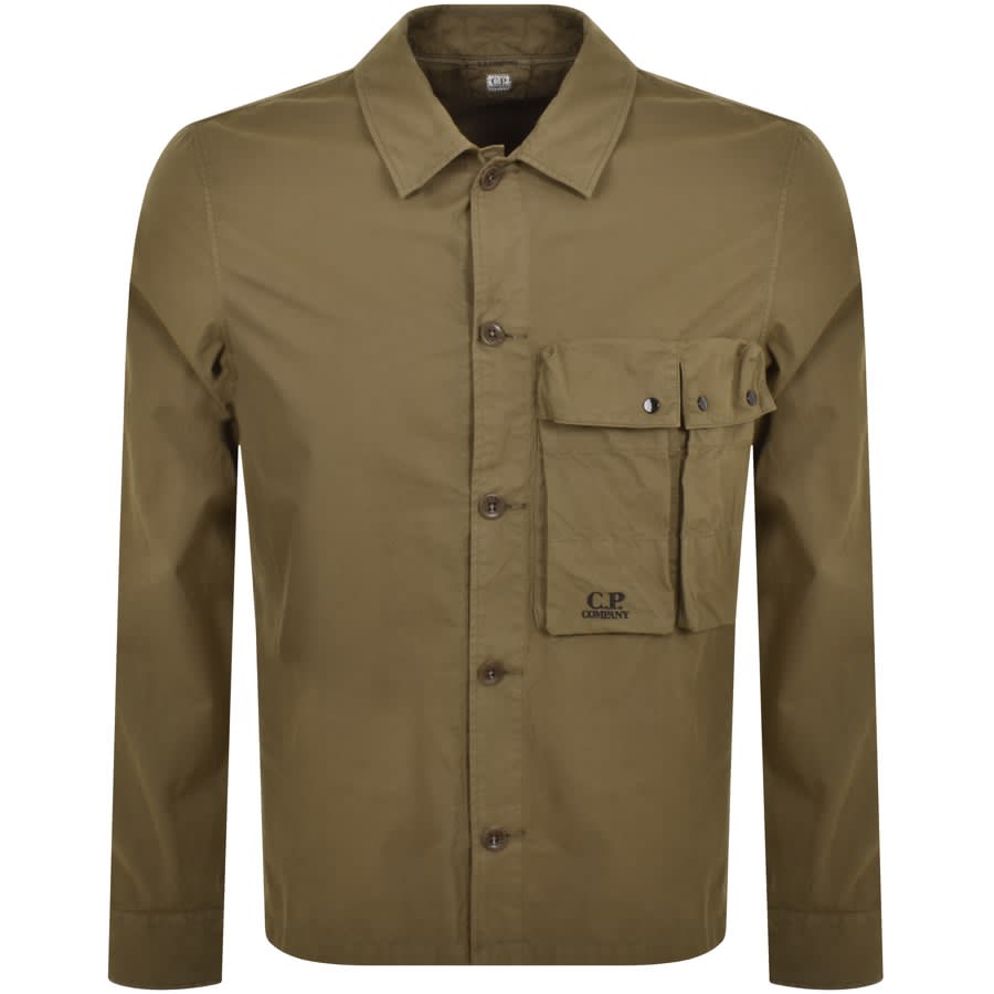 CP Company Gabardine Utility Overshirt Khaki | Mainline Menswear
