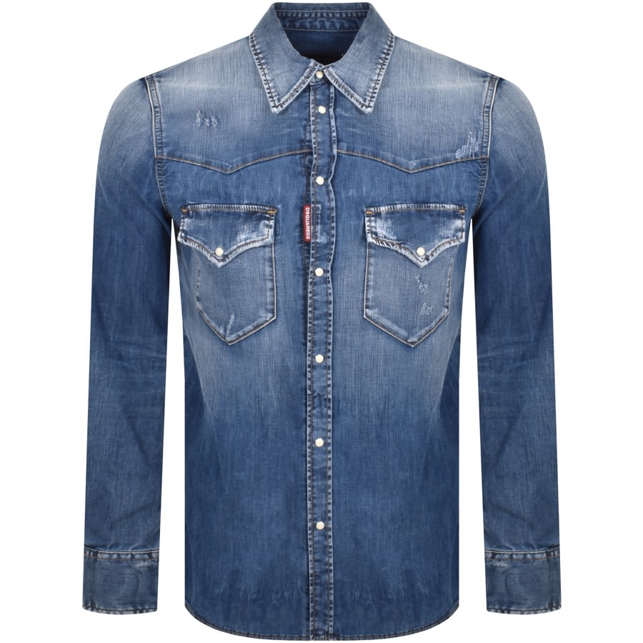 DSQUARED2 Fashion Western Denim Shirt Blue | Mainline Menswear United ...