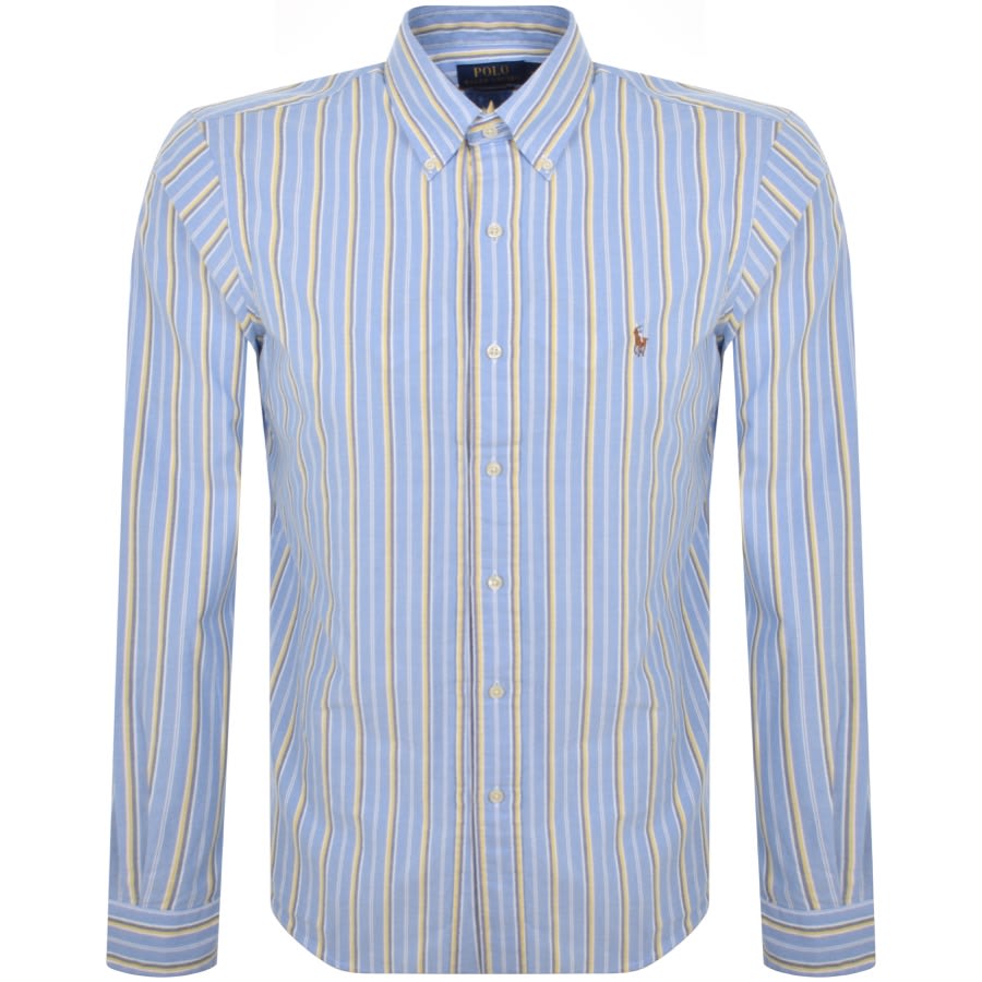 Ralph Lauren Stripe Long Sleeved Shirt Blue | Mainline Menswear Canada