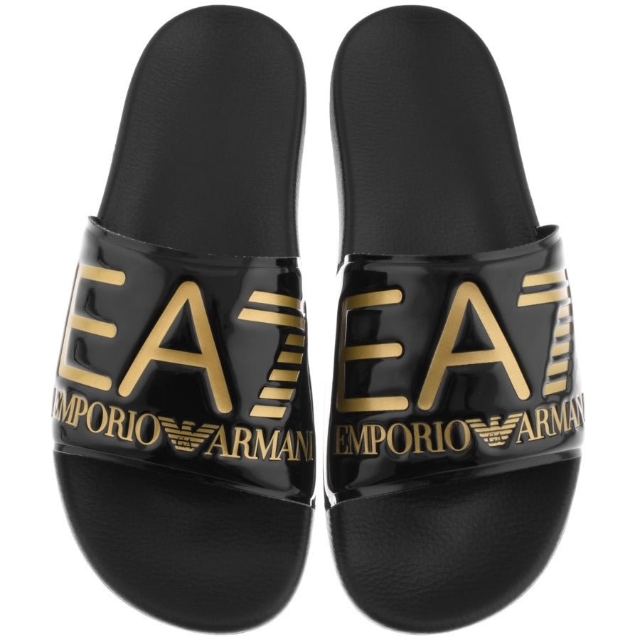 EA7 Emporio Armani Sea World Sliders Black | Mainline Menswear
