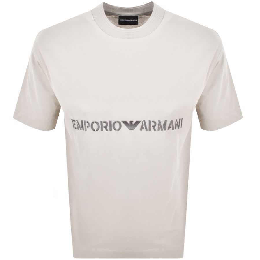 Emporio Armani Logo T Shirt Cream | Mainline Menswear