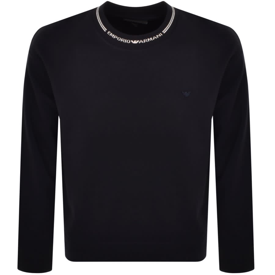 Emporio Armani Crew Neck Logo Sweatshirt Navy | Mainline Menswear