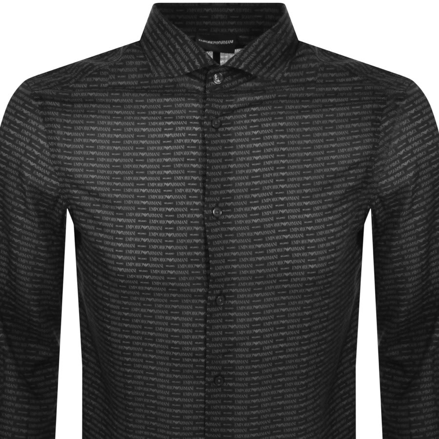 Emporio Armani Logo Long Sleeve Shirt Black Mainline Menswear