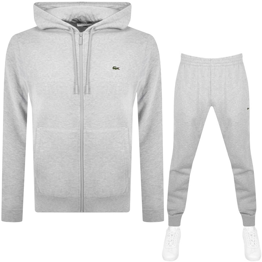 Lacoste Full Zip Hooded Tracksuit Grey