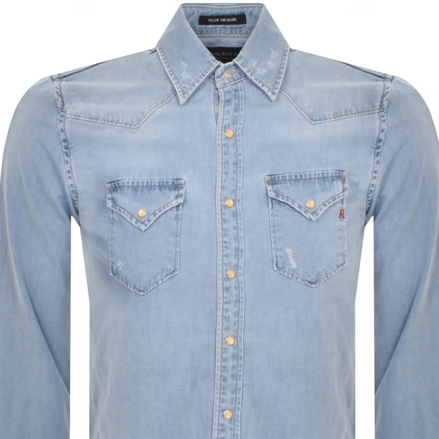 Men's western hot sale denim shirt