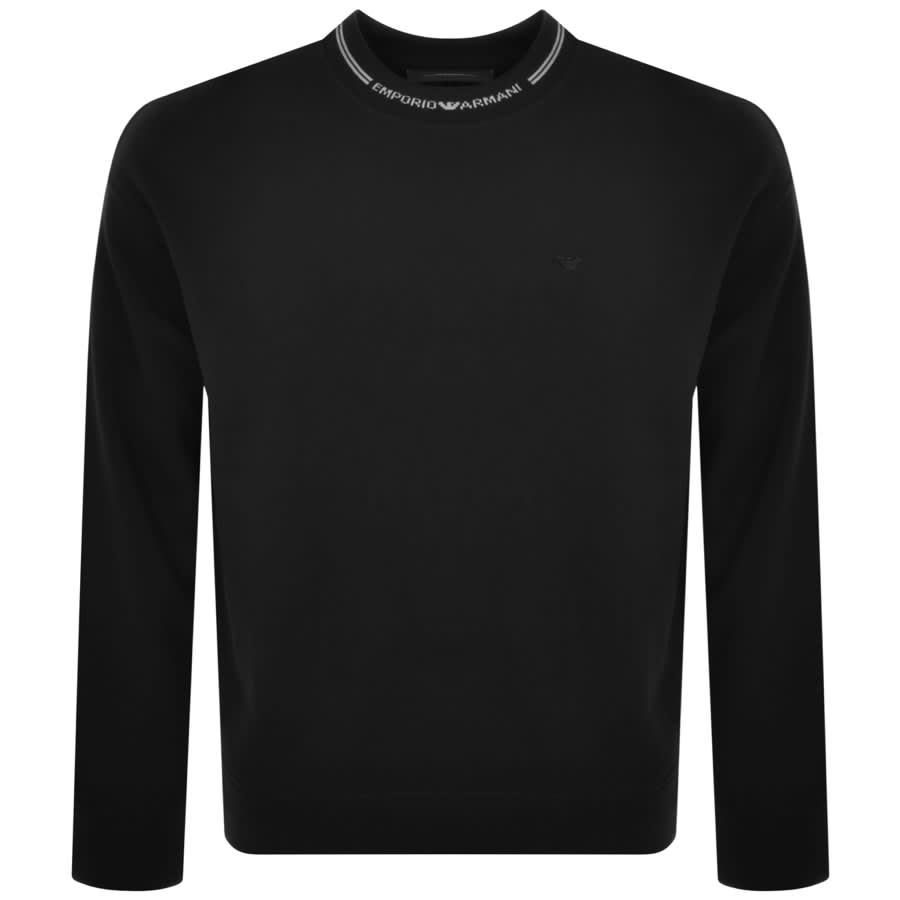 Emporio Armani Crew Neck Logo Sweatshirt Black | Mainline Menswear Ireland