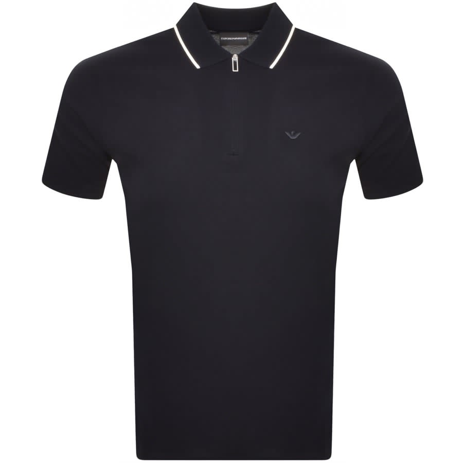 Emporio Armani Half Zip Logo Polo T Shirt Navy | Mainline Menswear