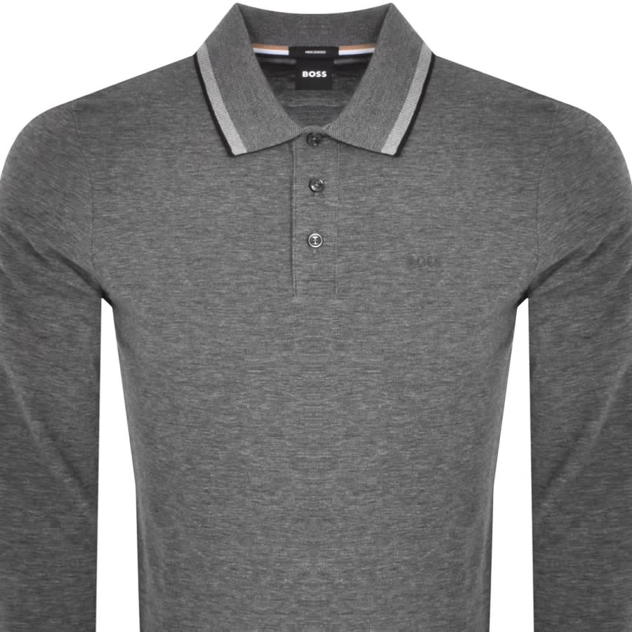 Hugo boss grey on sale long sleeve polo