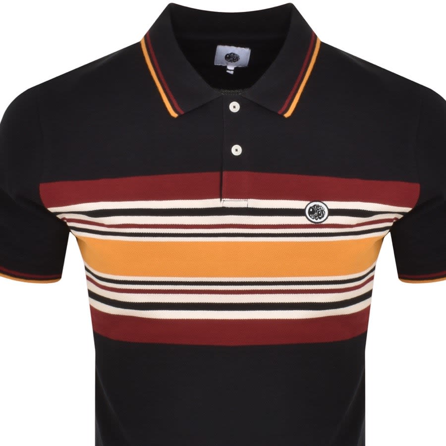 Pretty Green Hollen Chest Stripe Polo T Shirt Blac
