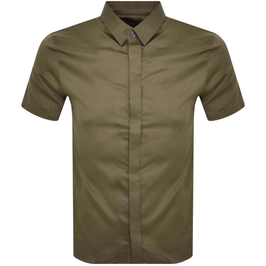Armani Exchange Slim Fit Short Sleeved Shirt Khaki | Mainline Menswear