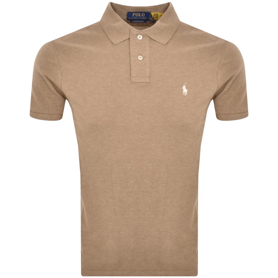 Ralph Lauren Custom Slim Polo T Shirt Brown | Mainline Menswear