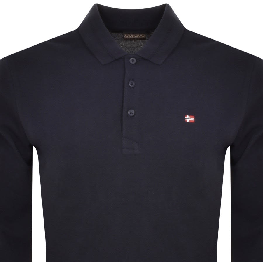 Napapijri Ealis Long Sleeve Polo T Shirt Navy Mainline Menswear
