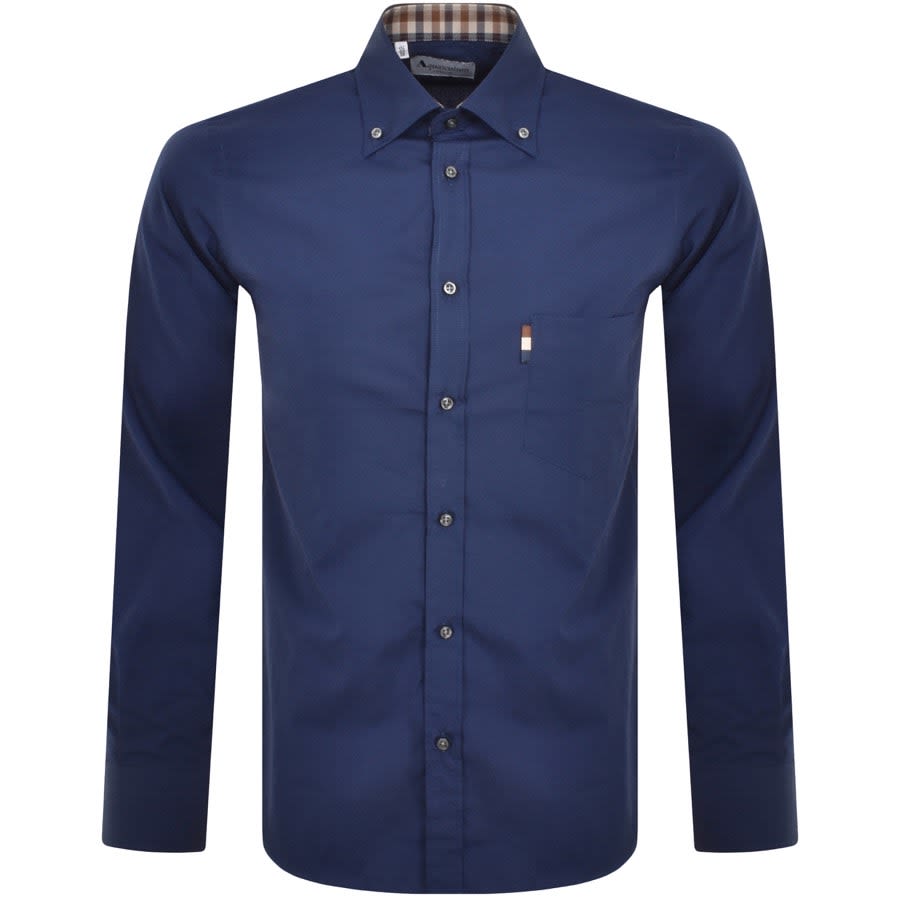 Aquascutum London Long Sleeve Shirt Navy | Mainline Menswear