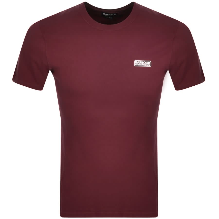 Barbour International Logo T Shirt Burgundy