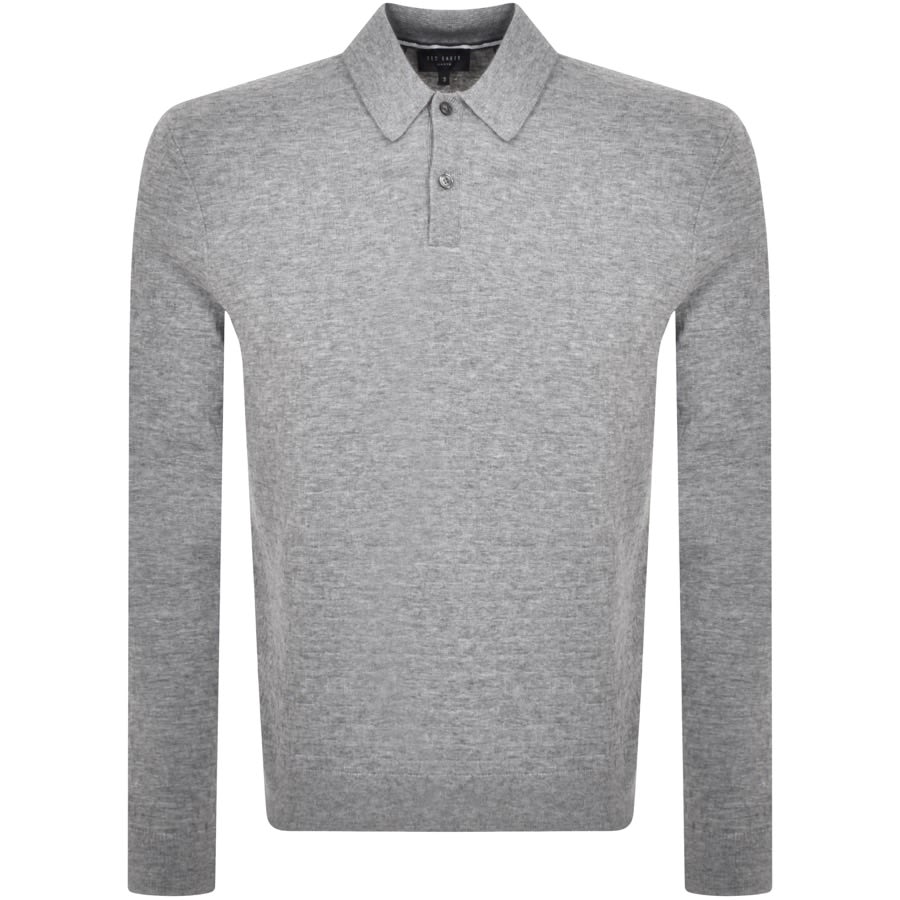 Ted Baker Morar Long Sleeved Polo T Shirt Grey | Mainline Menswear