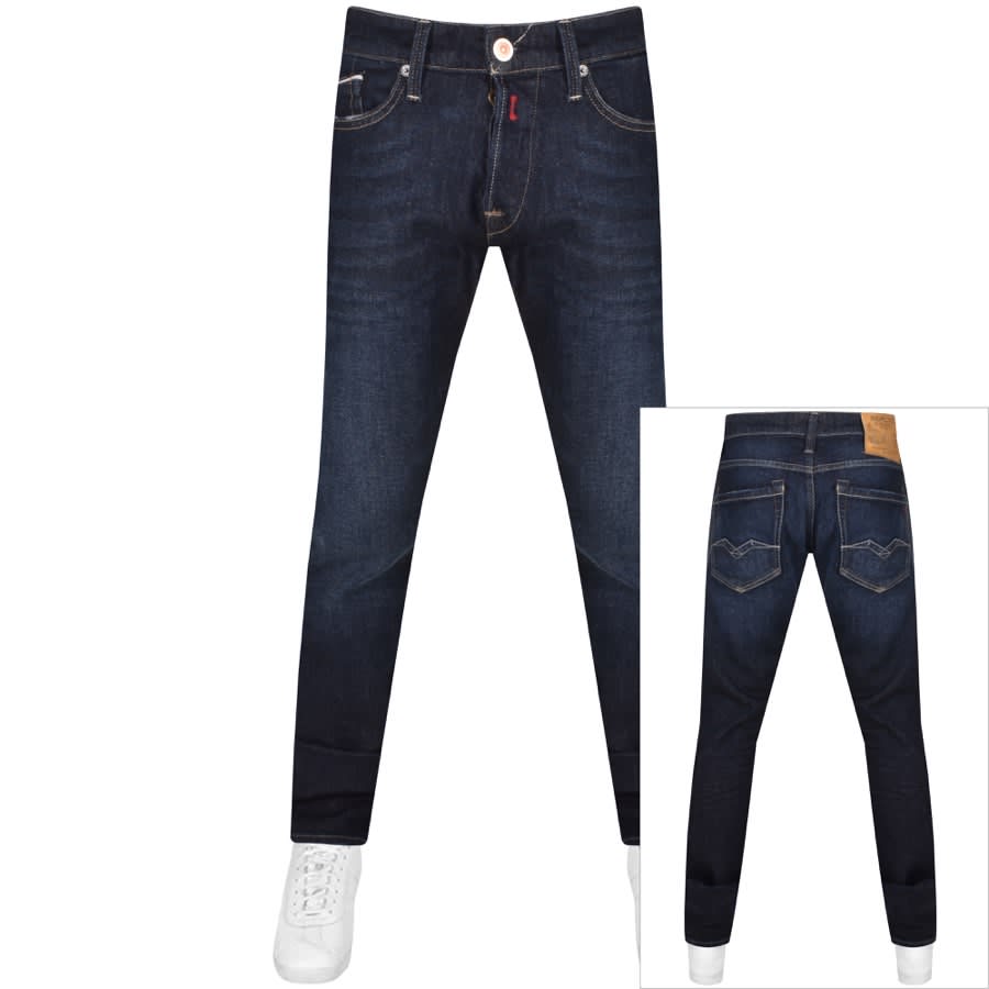 Replay Waitom Regular Mid Wash Jeans Blue | Mainline Menswear