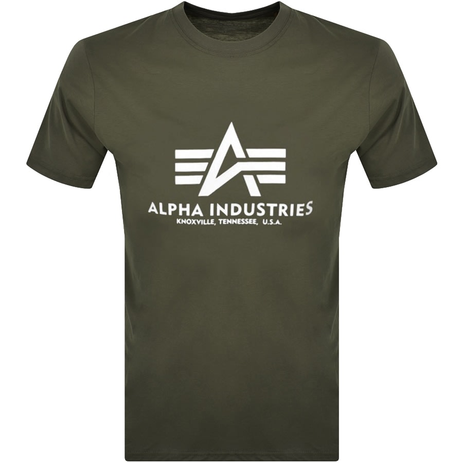 Alpha Industries Logo Menswear T Mainline United Basic | States Shirt Green