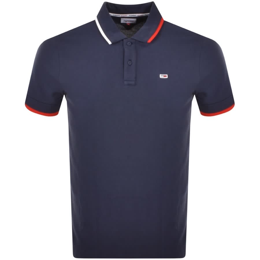 Tommy Jeans Flag Neck Polo Shirt Navy | Mainline Menswear