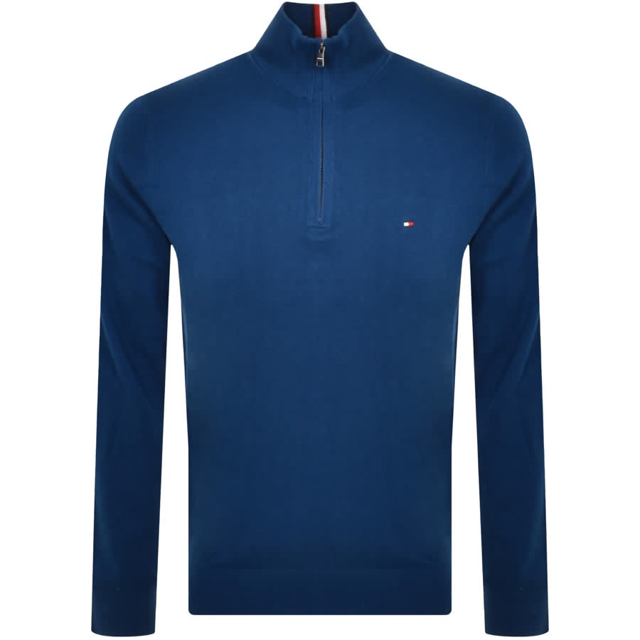 Tommy Hilfiger Cashmere Half Zip Jumper Blue | Mainline Menswear