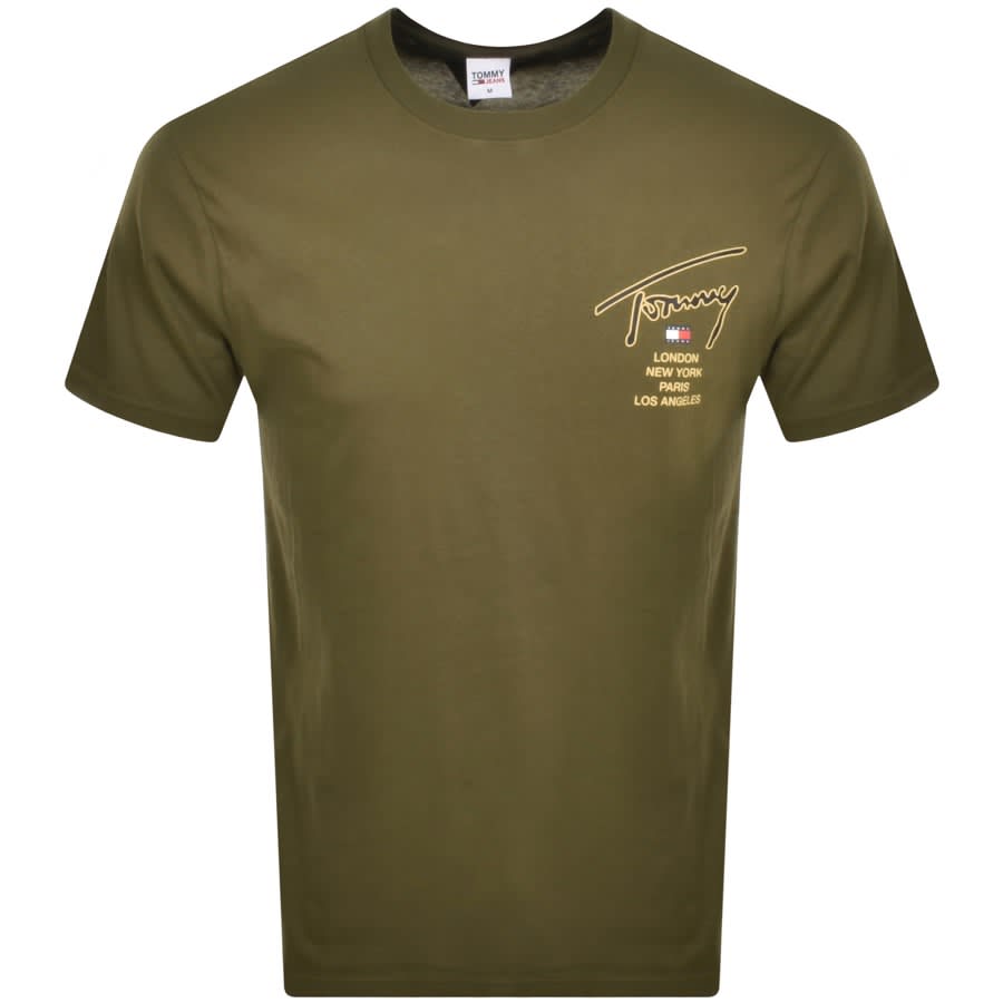 Tommy jeans green t shirt outlet