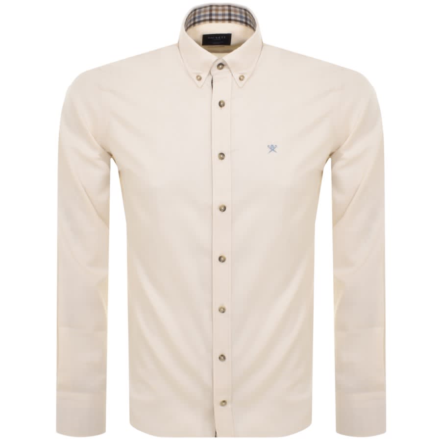 Hackett Heritage Flannel Multi Trim Shirt Cream | Mainline Menswear
