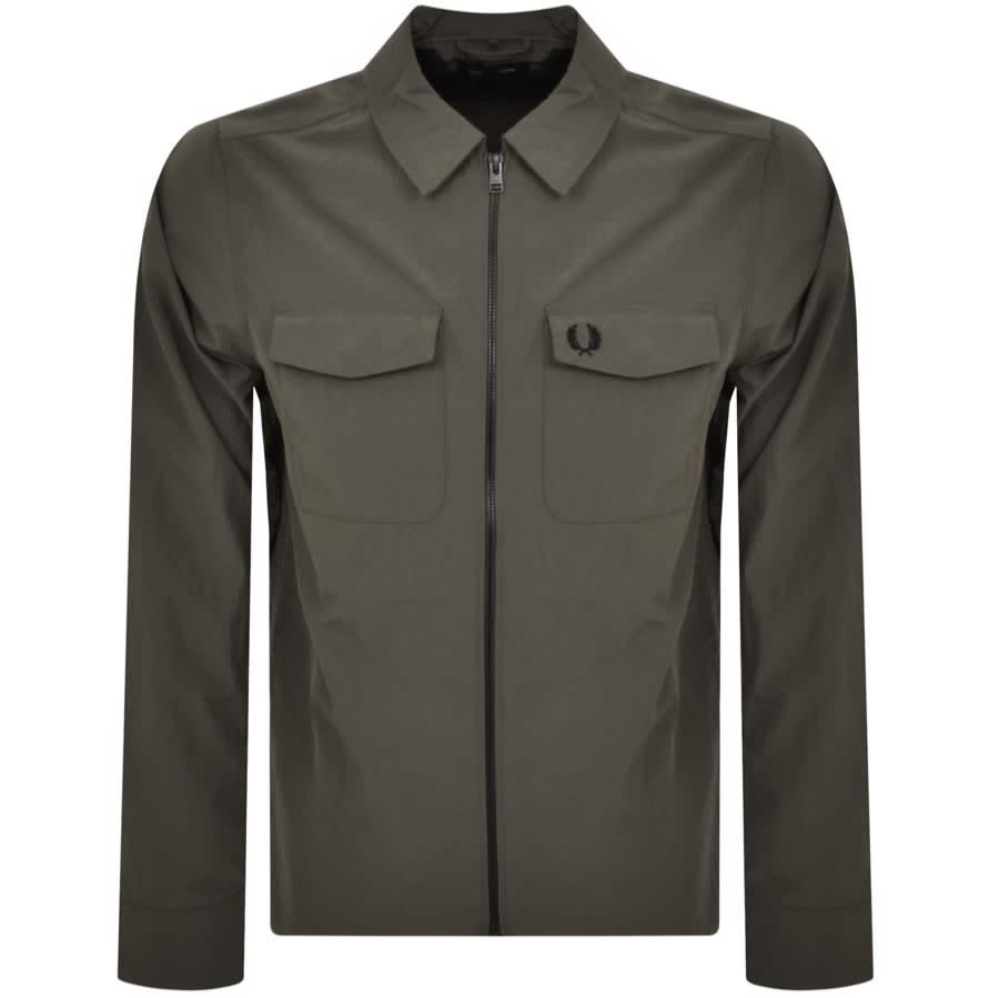 Fred Perry Zip Overshirt Green | Mainline Menswear