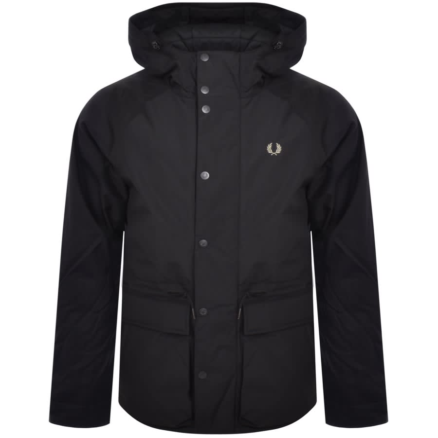 Fred Perry Padded Hooded Jacket Black | Mainline Menswear