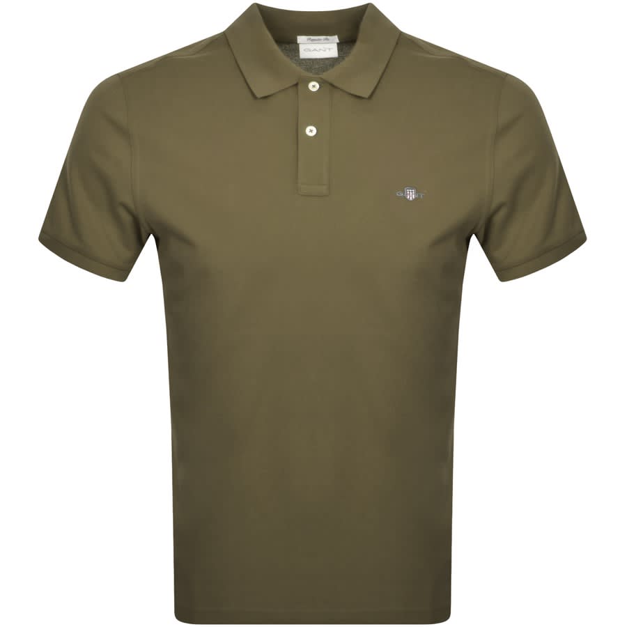 Gant Regular Shield Pique Polo T Shirt Green | Mainline Menswear