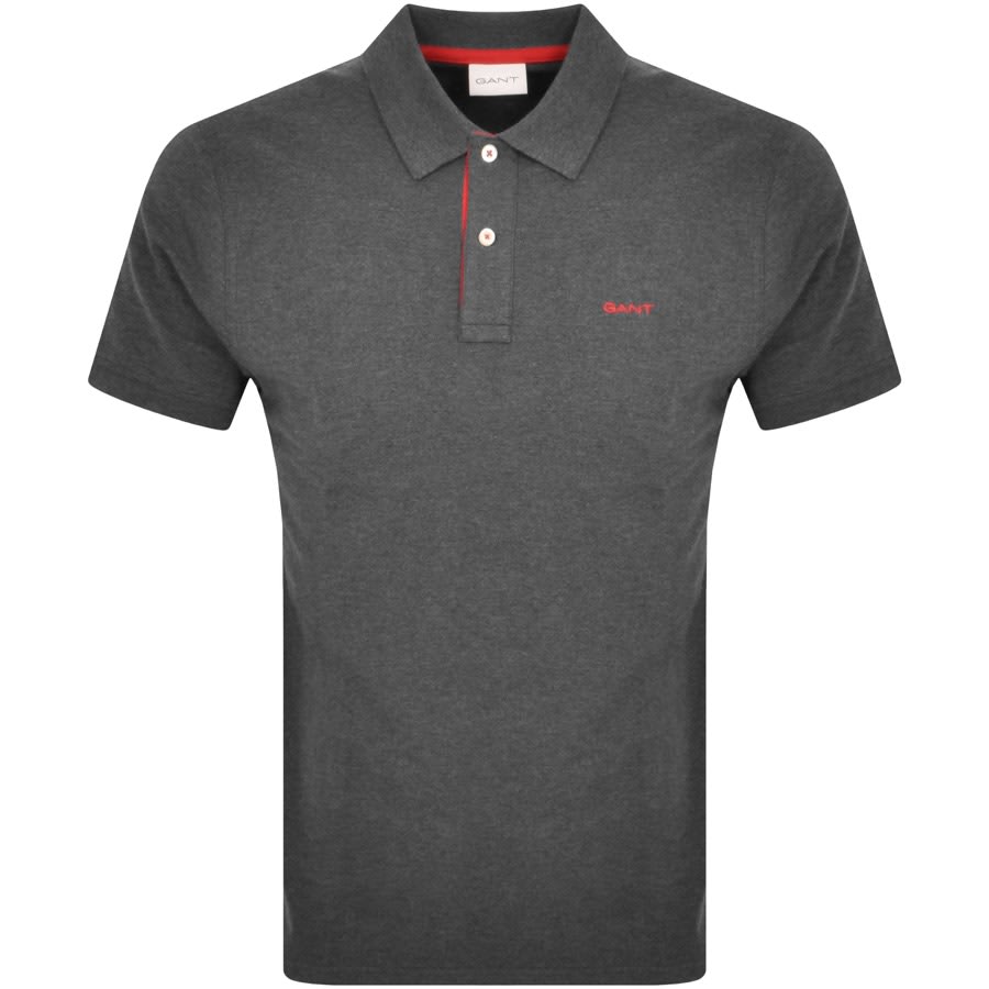 Gant Collar Contrast Rugger Polo T Shirt Grey | Mainline Menswear