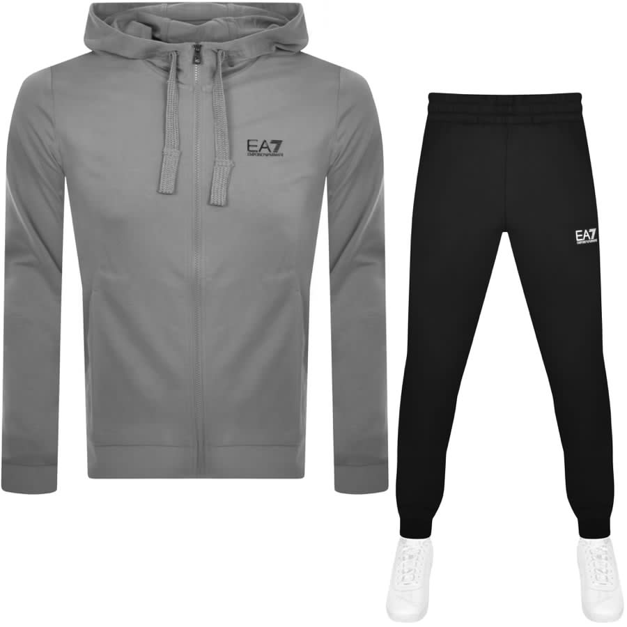 EA7 Emporio Armani Hooded Tracksuit Grey | Mainline Menswear
