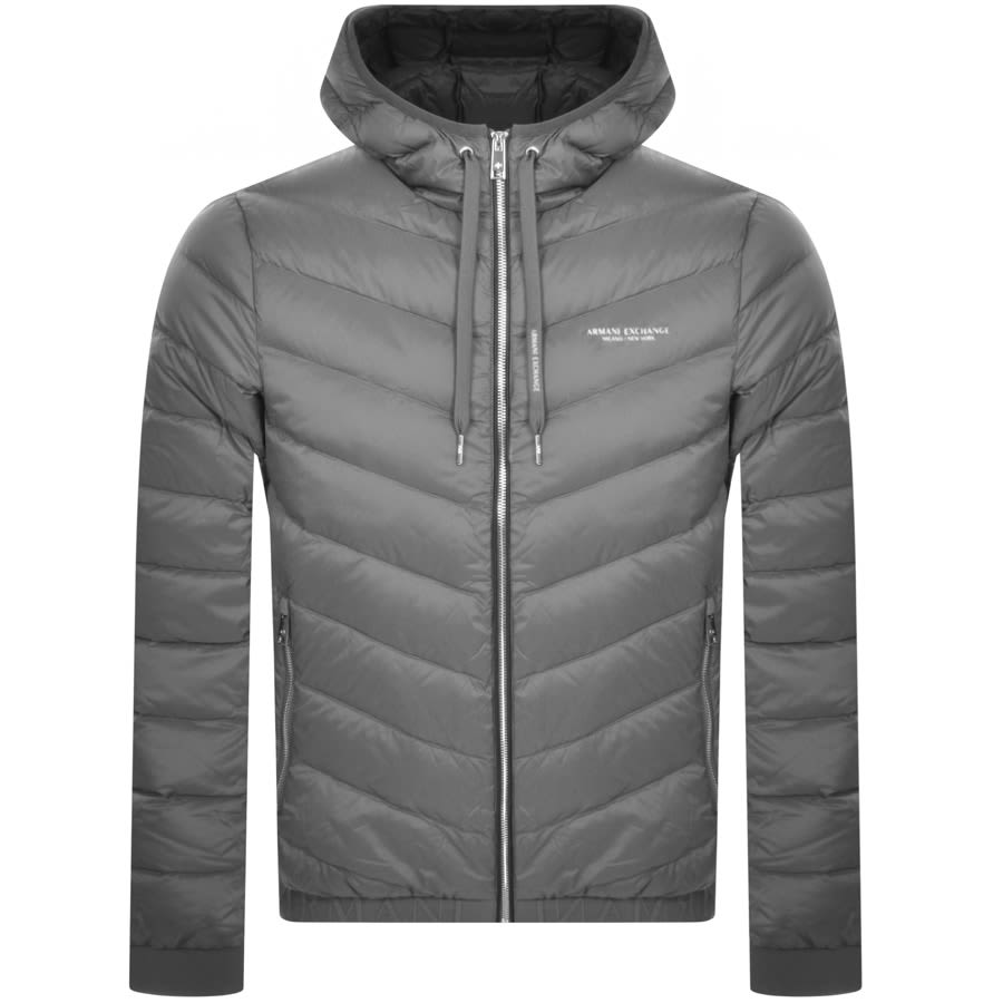 Armani Exchange Hooded Down Jacket Grey | Mainline Menswear