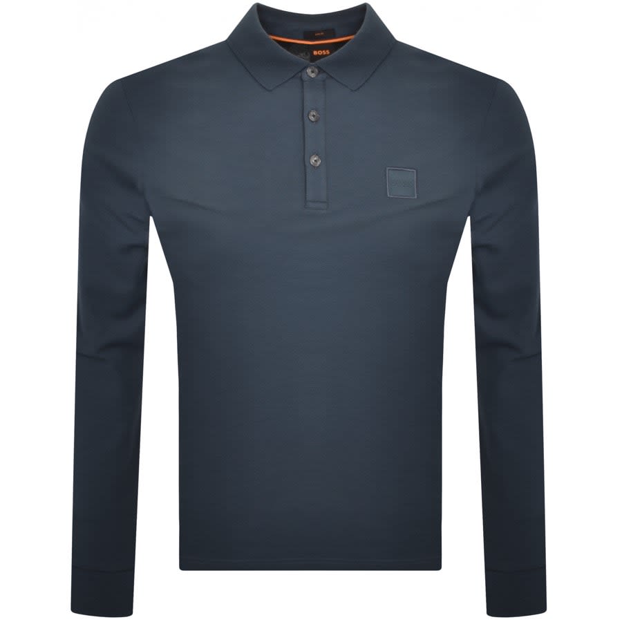 BOSS Passerby Long Sleeved Polo T Shirt Blue | Mainline Menswear