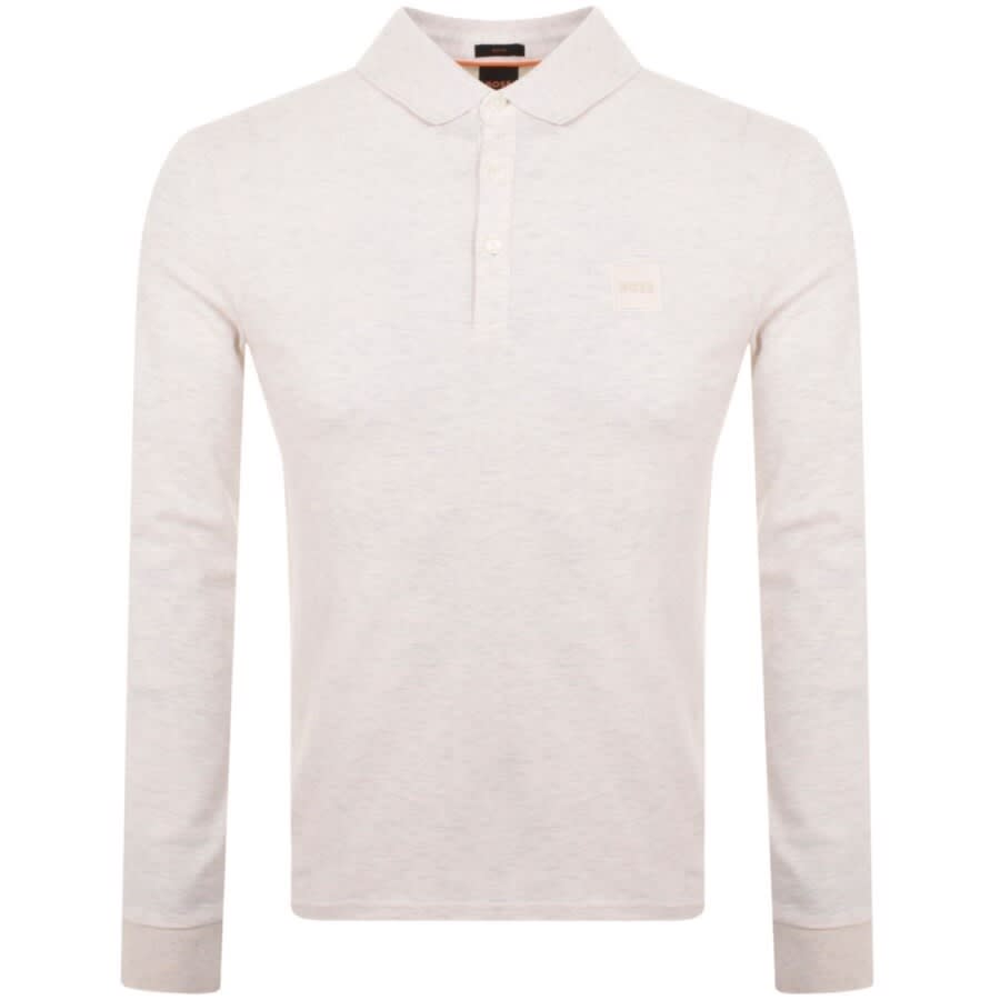 BOSS Passerby Long Sleeved Polo T Shirt Beige | Mainline Menswear