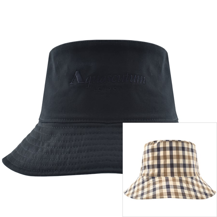 Aquascutum Reversible Bucket Hat Navy | Mainline Menswear Canada