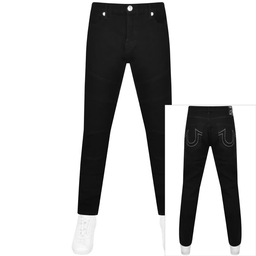 True Religion Rocco Moto Denim Jeans Black | Mainline Menswear