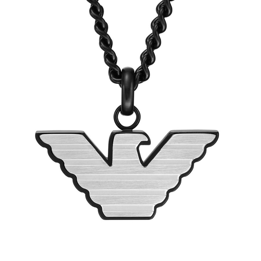 Emporio Armani Necklace for Men Silver and Black Stainless Steel Pendant  Necklace, Length: 525mm, Width: 24mm, Height: 12mm, EGS2994040 :  Amazon.co.uk: Fashion