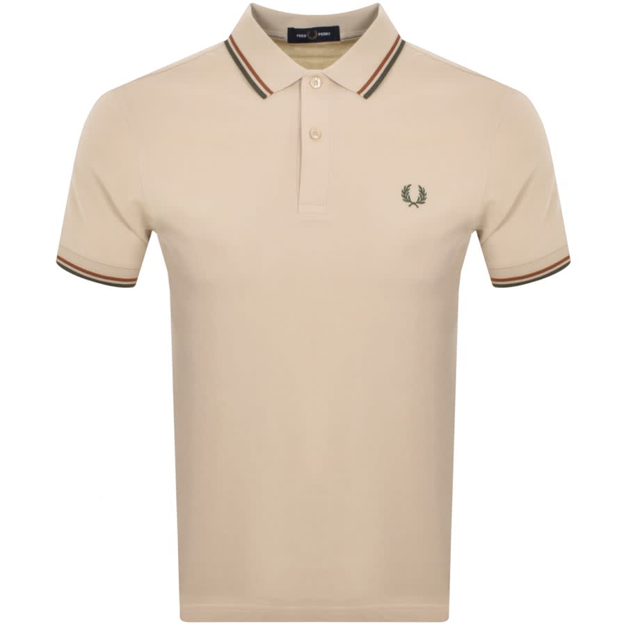 Fred Perry Twin Tipped Polo T Shirt Beige | Mainline Menswear