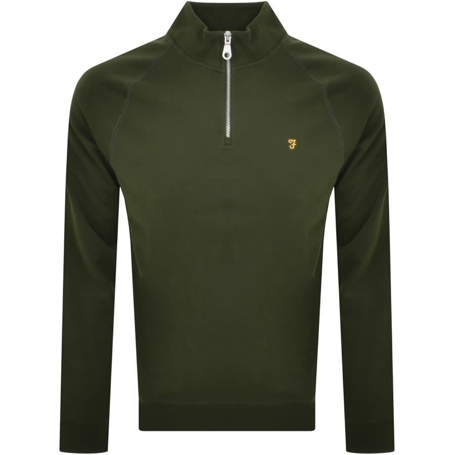 Farah Vintage Jim Half Zip Sweatshirt Green