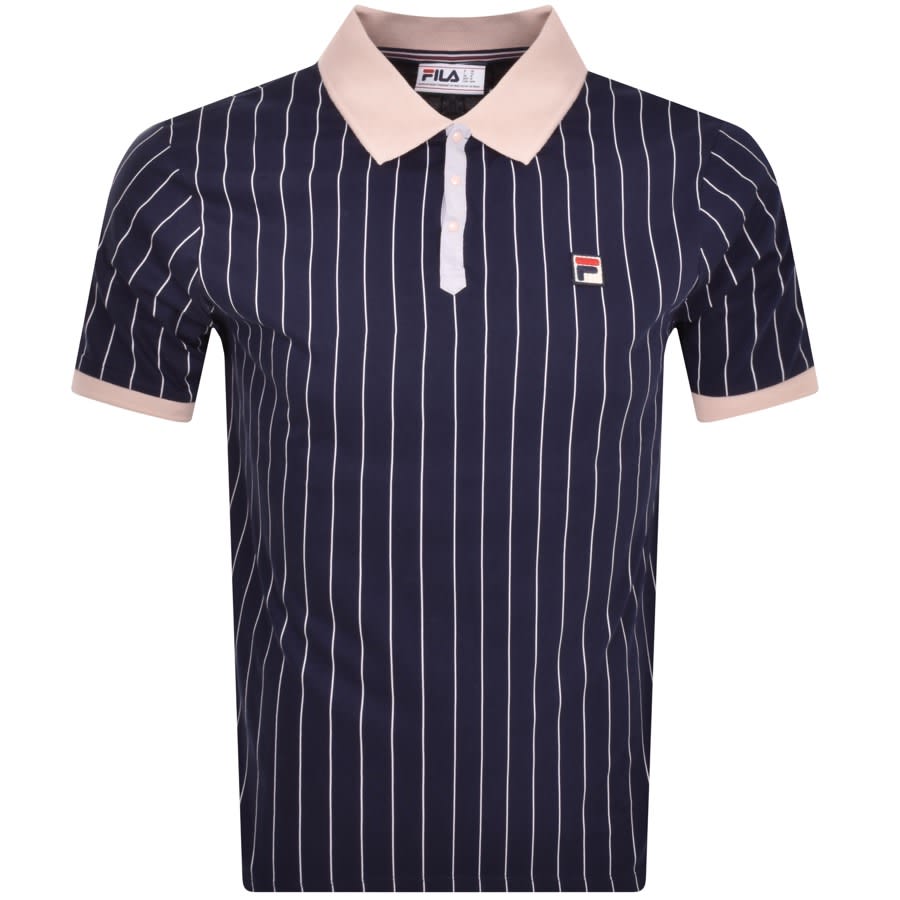 Fila Vintage Classic Stripe Polo T Shirt Navy | Mainline Menswear