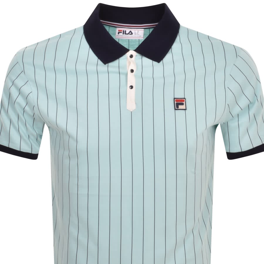 Fila Vintage Classic Stripe Polo T Shirt Blue Mainline Menswear