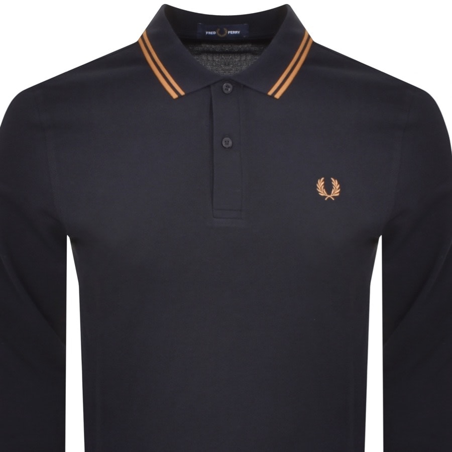 Fred Perry Twin Tipped Long Sleeved Polo Navy Mainline Menswear